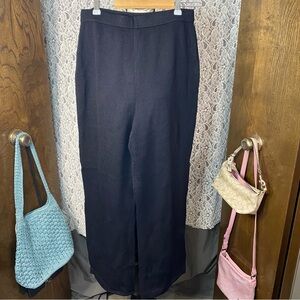 St. John black Santana knit wide leg pants